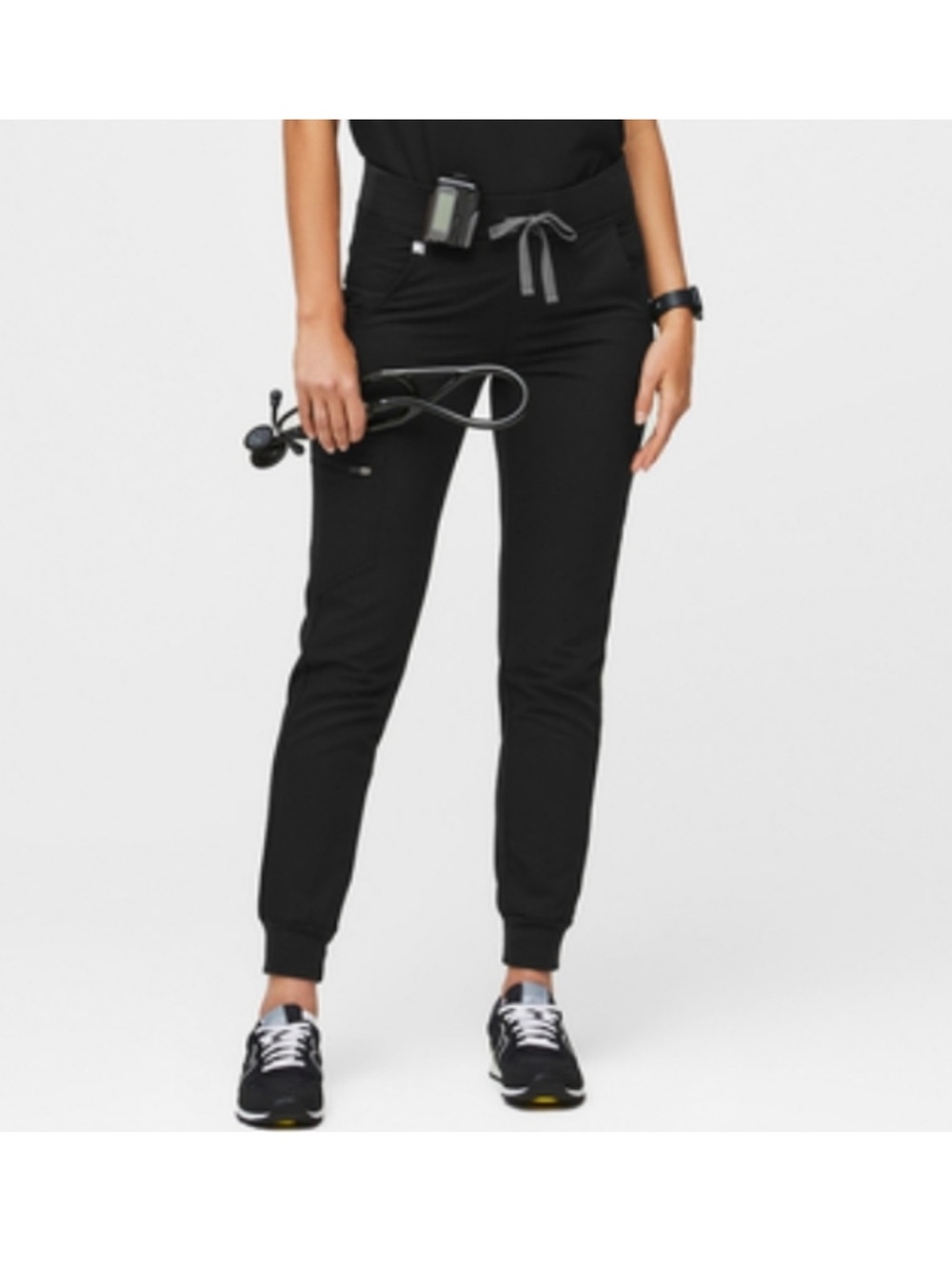 Figs Black Drawstring Jogger Scrub Pants for Women